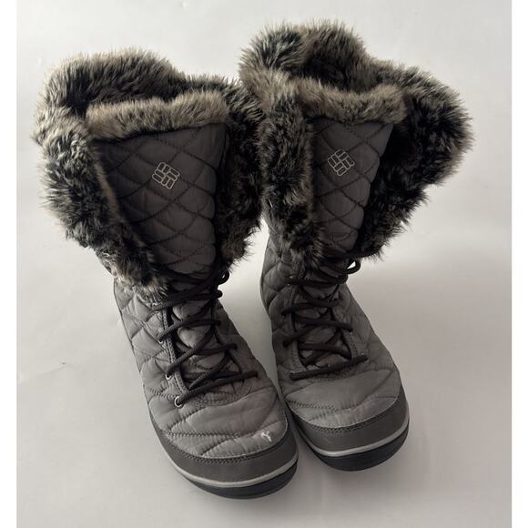 Columbia Shoes - Columbia Waterproof Omni-Grip Tall Black Faux Fur Lace Up Winter Snow Boots 8.5